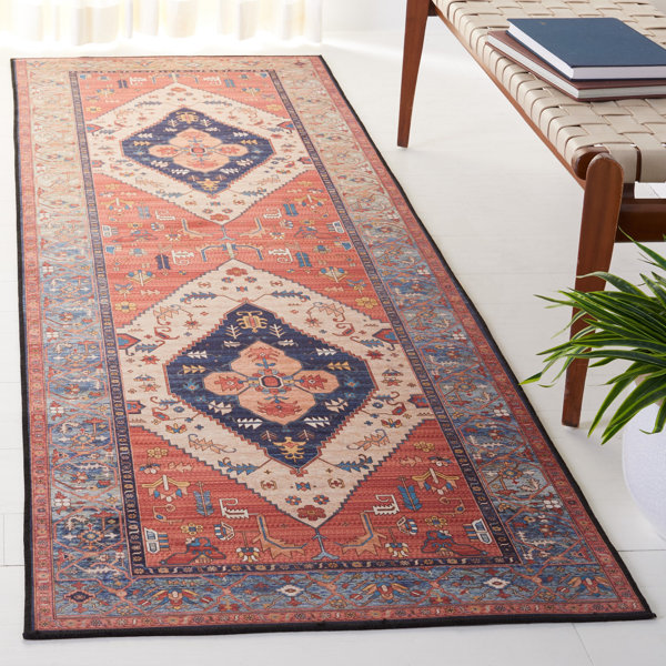 Bungalow Rose Pashen Oriental Rust / Blue Area Rug Wayfair